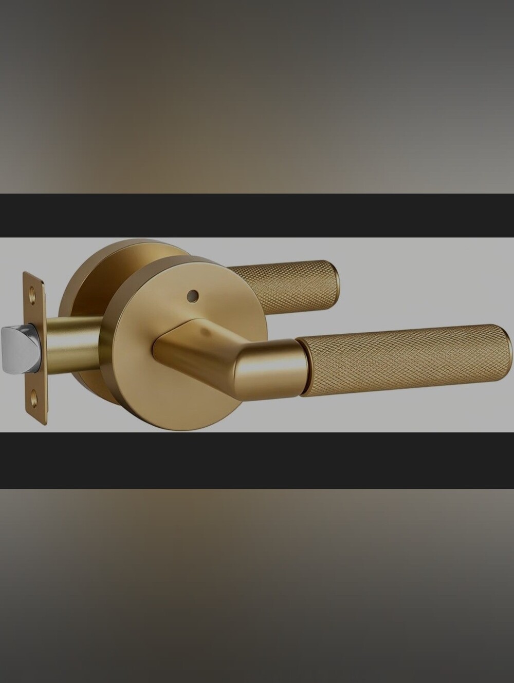 Knurled Lever Door Handle in Brushed Gold